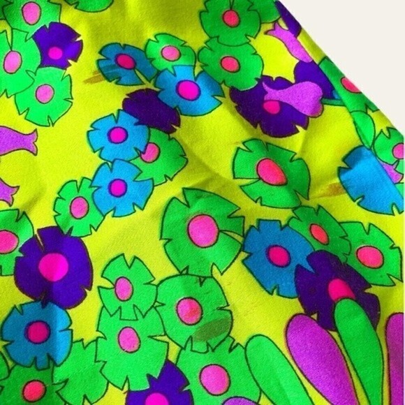Vintage 70s Alex Colman Psychedelic Floral Maxi Wrap Skirt Neon Boho Small - Picture 16 of 16